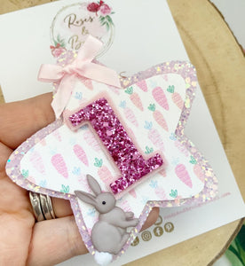 Bunny Rabbit Birthday Badge - Birthday Glitter Badge