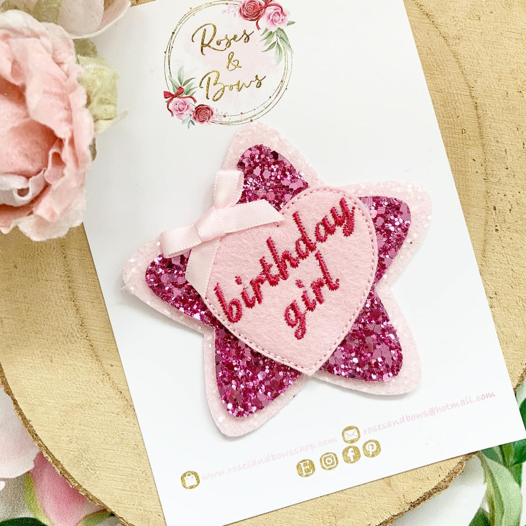 Pink Birthday Girl Badge - Birthday Glitter Badge