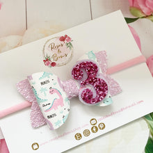 Load image into Gallery viewer, Dinosaur Birthday Bow Headband or Clip

