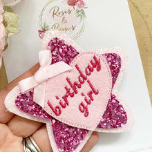 Load image into Gallery viewer, Pink Birthday Girl Badge - Birthday Glitter Badge
