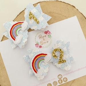 Birthday Rainbow Hair Bow - Birthday Headband - Birthday Hair Clip