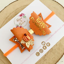 Load image into Gallery viewer, Hello Pumpkin Bow Headband or Clip
