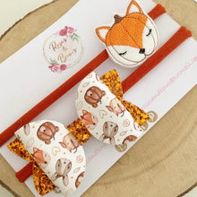 Load image into Gallery viewer, Fox Pumpkin Fox Hair Bow Set Headbands or Clips
