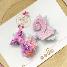 Load image into Gallery viewer, Mermaid Birthday Hair Bow - Birthday Headband - Birthday Hair Clip
