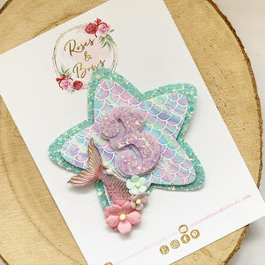 Mermaid Tail Birthday Badge - Birthday Glitter Badge