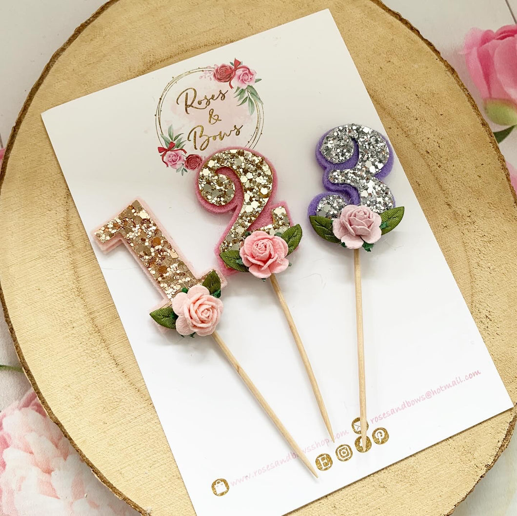 Small Cake Topper with Flower