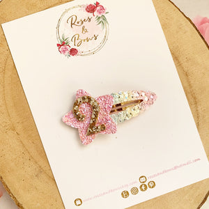 Rainbow Star Birthday Clip -Birthday Number Snap Clip