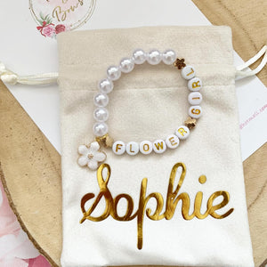 White Flower Girl Bracelet - Bridesmaid Gift