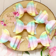 Load image into Gallery viewer, Rainbow Lace Print Hair Bow Headband or Clip
