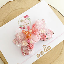 Load image into Gallery viewer, Pink Pumpkin Tulle Glitter Bow Headband or Clip
