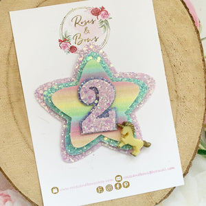 Unicorn pastel Birthday Badge - Birthday Glitter Badge