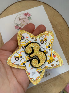Tractor/Digger/Vehicle Birthday Badge - Birthday Glitter Badge