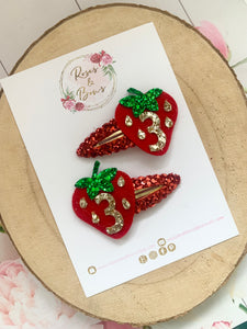 Strawberry Birthday Clip -Birthday Number Snap Clip