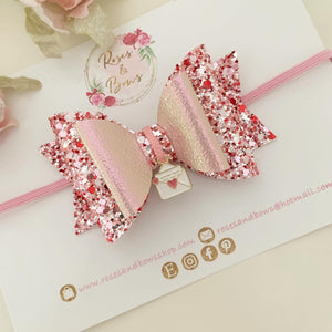 Pink love Letter Bow with Charm