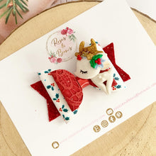 Load image into Gallery viewer, Christmas reindeer Hair Bow Headband or Clip
