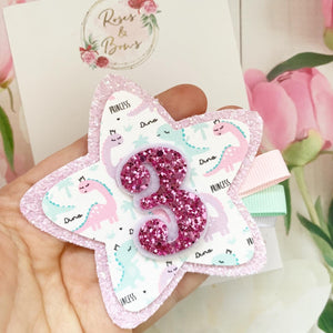 Dinosaur Birthday Badge - Birthday Glitter Badge