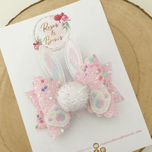 Load image into Gallery viewer, Easter Bunny Hair Bow Headband or Clip - Pink Bunny Rabbit Ears Hair Bow - cotton tail bow
