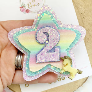 Unicorn pastel Birthday Badge - Birthday Glitter Badge