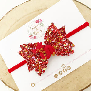 Chinese New Year, year of yhe Dragon Hair Bow Headband or Clipp