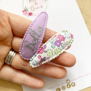 Personalised Purple Snap Hair Clips