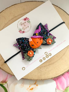 Halloween Trick or Treat Hair Bow Headband or Clip