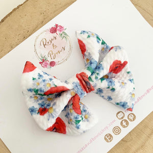 Red Poppy Liverpool bullet fabric bow