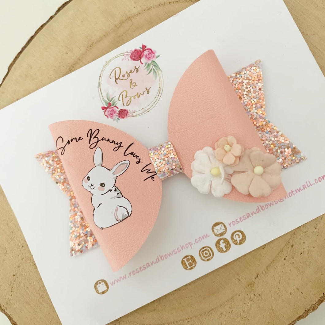 Some Bunny Loves Me Hair Bow Headband or Clip