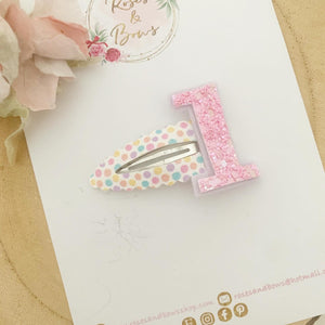 Rainbow Birthday Snap Clip - Birthday Number Snap Clip