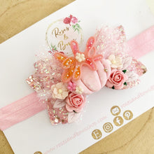 Load image into Gallery viewer, Pink Pumpkin Tulle Glitter Bow Headband or Clip
