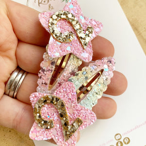 Rainbow Star Birthday Clip -Birthday Number Snap Clip