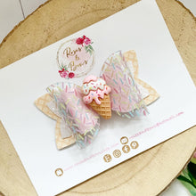 Load image into Gallery viewer, Pink Ice Cream Hair Bow Headband or Clip
