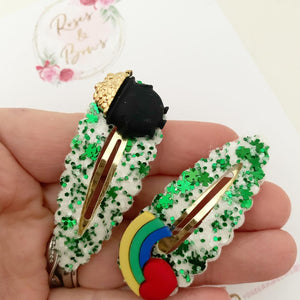 St Patrick’s Day Scalloped Snap Clip Pair