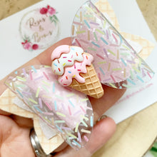 Load image into Gallery viewer, Pink Ice Cream Hair Bow Headband or Clip
