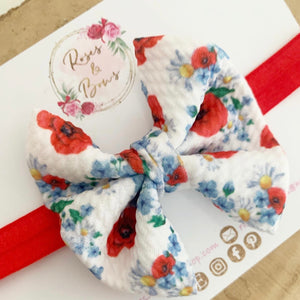 Red Poppy Liverpool bullet fabric bow