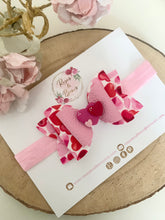 Load image into Gallery viewer, Pink and Red Valentine’s Day Hair Bow Headband or Clip
