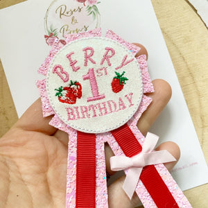 Berry 1st Birthday Glitter Badge