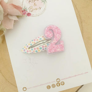 Rainbow Birthday Snap Clip - Birthday Number Snap Clip