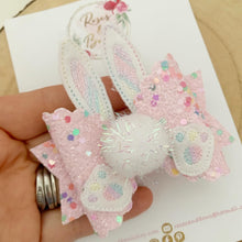 Load image into Gallery viewer, Easter Bunny Hair Bow Headband or Clip - Pink Bunny Rabbit Ears Hair Bow - cotton tail bow
