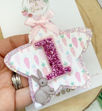 Load image into Gallery viewer, Bunny Rabbit Birthday Badge - Birthday Glitter Badge
