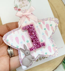 Bunny Rabbit Birthday Badge - Birthday Glitter Badge