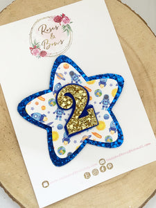 Birthday Space Badge - Birthday Glitter Badge