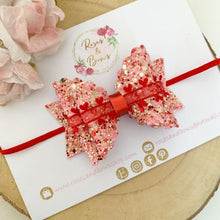 Load image into Gallery viewer, Red heart Valentines Valentine’s Day hair Bow Headband or Clip
