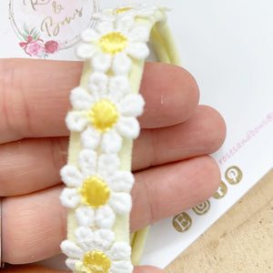 Daisy headband - lemon nylon headband