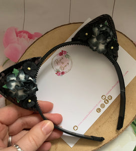 Black cat ears headband