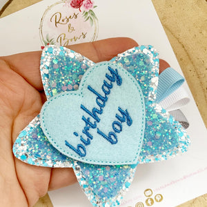 Blue Birthday Boy Badge - Birthday Glitter Badge