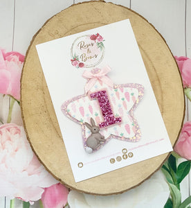 Bunny Rabbit Birthday Badge - Birthday Glitter Badge