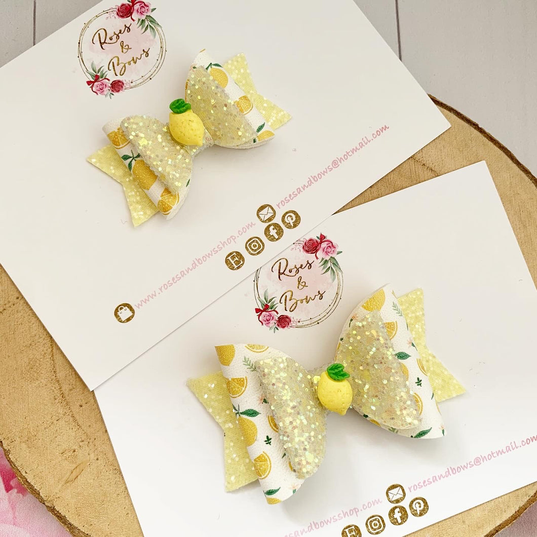 Lemon Hair Bow Headband or Clip
