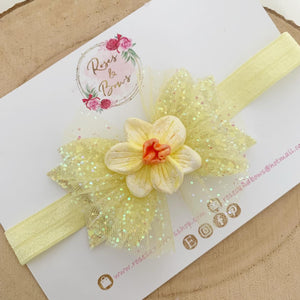 Daffodil Hair Bow Headband or Clip