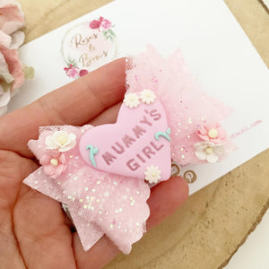 Mummy’s Girl Hair Bow Headband or Clip