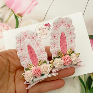 Pink Stand Up Bunny Ear Clips - Easter Bunny Clips